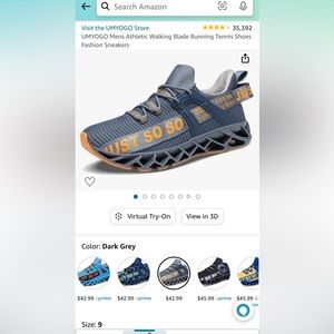 UMYOGO men’s sneakers - size 9. Gray and orange - worn once !